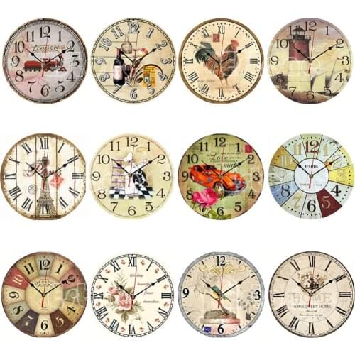 Vintage Wooden Wall Clock Large Shabby Chic Rustic Kitchen Home Antique Style