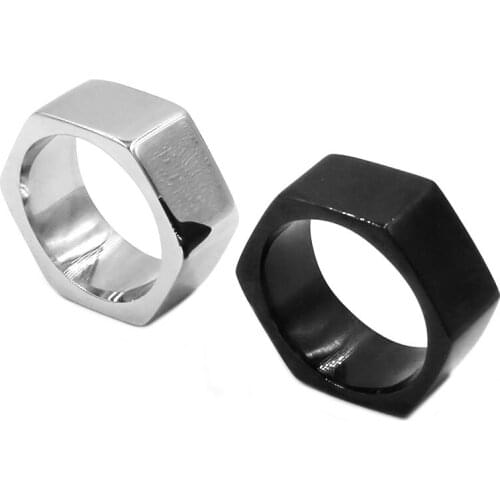 Wholesale Screw Band Biker Ring Stainless Steel Jewelry High Polishing Silver Black Hexagonal Motor Biker Men Ring SWR0737A