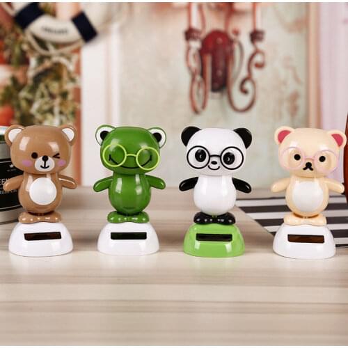 1Pcs Creative Fashion ABS Children Entertainment Solar Swing Animals Smile Crafts Toys Vibrant Santa Claus Decorations Toy