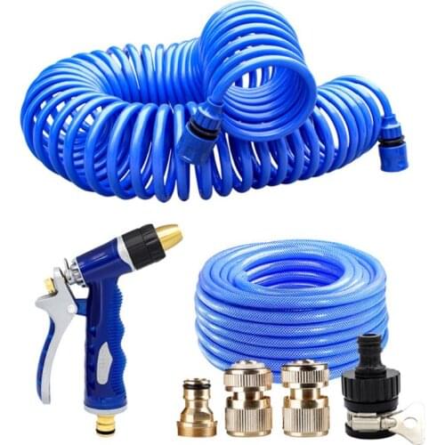 10m/15m Garden Curly Water Hose Flexible Spring Tube for Spray Gun Car Washer Flower Lawn Watering Pipe