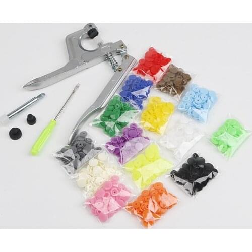 150set T5 KAM Color Plastic Resin Press Stud Cloth Button U Shape Fastener Snap Pliers Press Machine Sewing Tools