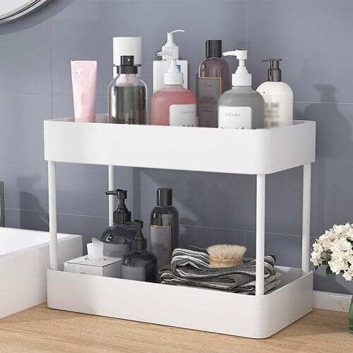 2 Tier Organizer Snack Storage Supplies Bath Collection Baskets Removable Toilet Hutch Cupboard Heightened Guardrail Design Rack
