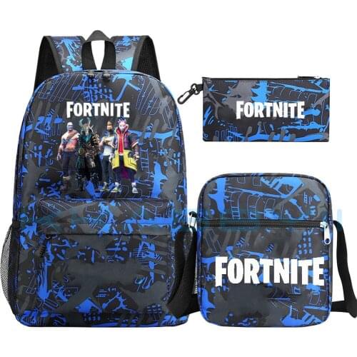 Game Fortnite 3pcs Set Backpack Children Anime Cartoon School Bag Bookbag Men Women Travel bags Mochila Daily Rucksack