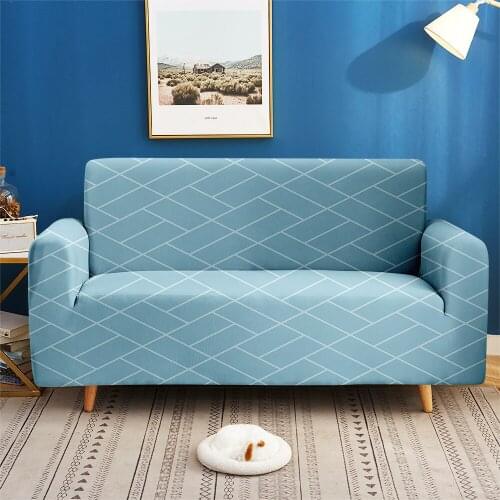 3D Print 1/2/3/4-seater Modern Square Line Elastic Couch Cover Sofa For Living Room Bedroom Home Decor Custom Sofa Protector