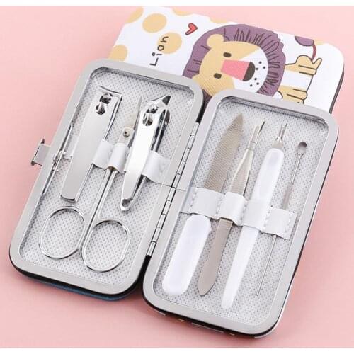 7Pcs/Set Nail Clipper Lightweight Labor-saving Carbon Steel Scissors Cutter Cartoon Toenail Set for Household