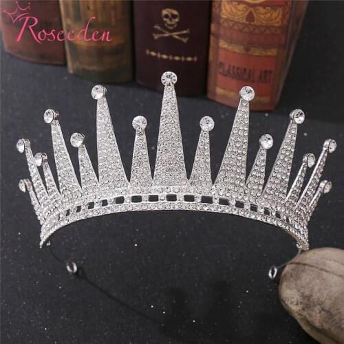 Baroque Black Crystal Bridal Tiaras Crown Rhinestone Pageant Diadem Wedding Hair Accessories RE4218