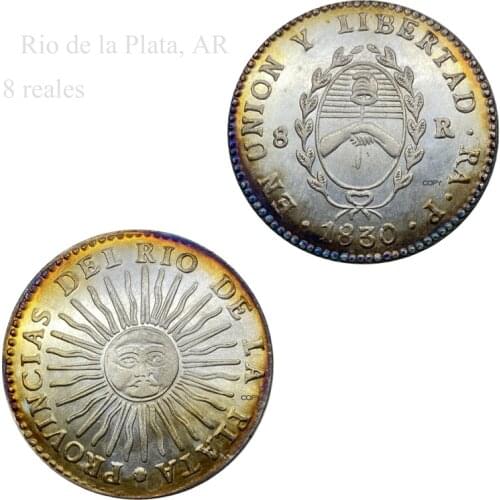 Argentina Coin 1830 Rio de la Plata AR 8 reales Cupronickel Plated Silver Copy Coin