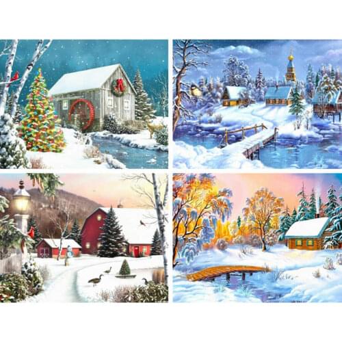 AZQSD 5d Diamond Painting House Cross Stitch Diamond Embroidery Scenery Handmade Picture Of Rhinestones Gift Home Decor