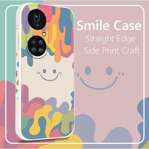 For Huawei P50 Pro Case Cute Rainbow Smile Pattern Soft Shell Straight Cover For Huawei P40 Pro P40Pro Phone Case