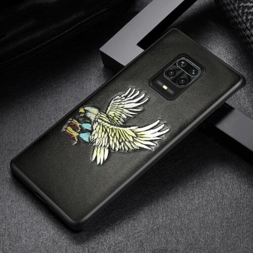 3D Emboss Genuine Leather Case for Redmi Note 9 Pro 9S Note 8 Pro 8T 7 5 Cover For Xiaomi Poco X3 NFC M3 Mi 10 8 9 9T 10T Pro 11