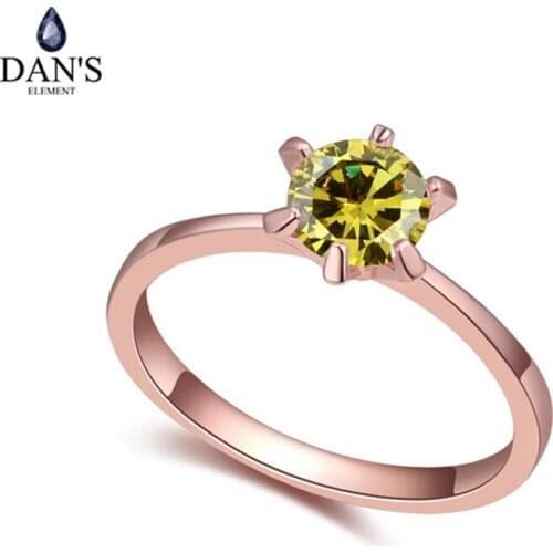DANS Real Austrian Crystals Brand AAA Zirconia Micro Inlays Fashion Ring for women New Sale Hot 110362GoldOlive