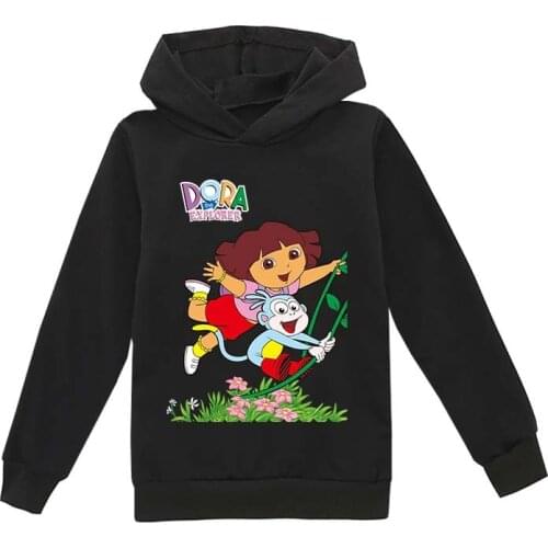 Children Clothing Dora Explorer Baby Hoodies Sweater Cartoon Sweatshirts Girls Long Sleeve Boys Tops Kids Clothes Hooded T Shirt