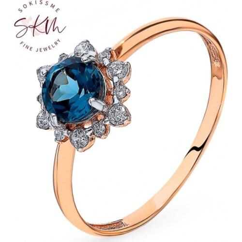 SKM Designer 14k rose gold rings for women flower ring Engagement rings designer Promise Luxury gift for wife Fine Jewelry
