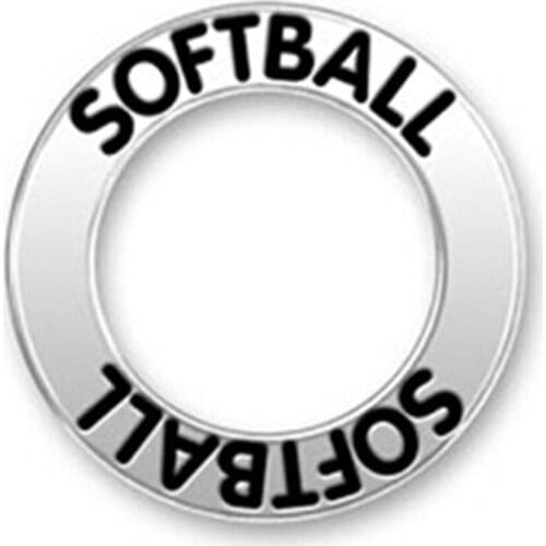 Two sides carved Softball Message Circle Charm Softball Affirmation Charms pendants for gym sport jewelry findings diy