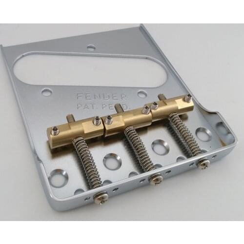 Chrome Vintage Guitar Bridge Double Long Notched Sand Blasting Surface Brass Saddle For TELE Guitar
