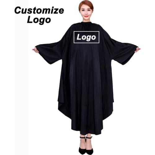 Customize Logo Long Sleeve Hairdressing Apron Salon Haircut Cape Waterproof Styling Customer Cloth Gown Wrap Hairdresser 1453