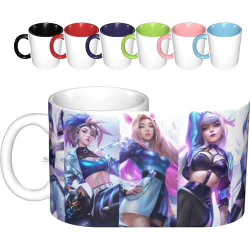 Kda Pops Stars All Out Collage-- 12k Res Ceramic Mugs Coffee Cups Milk Tea Mug Summoners Rift Icon Ahri Akali Anivia Annie