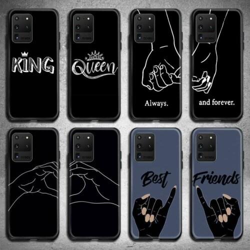 King Queen Best Friends Couple Phone Case for Samsung S20 plus Ultra S6 S7 edge S8 S9 plus S10 5G lite 2020