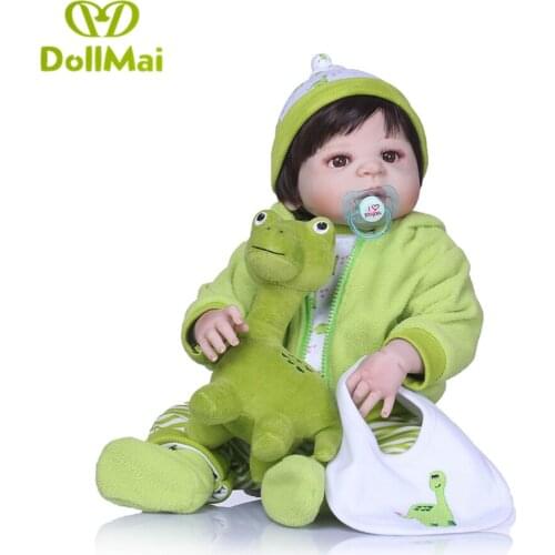 Lovely boy doll 23'' Full Silicone Body Lifelike Baby Dolls 57cm bebe alive educational toys kids birthday fashion gift