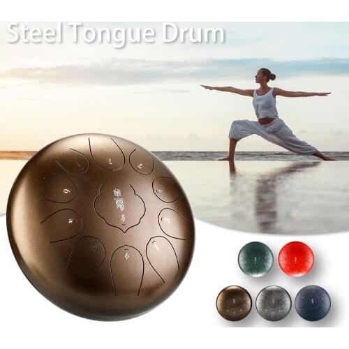12 inch 11-Tone Steel Tongue Drum Mini Hand Pan Drums with Drumsticks Percussion Musical Instruments yoga meditation