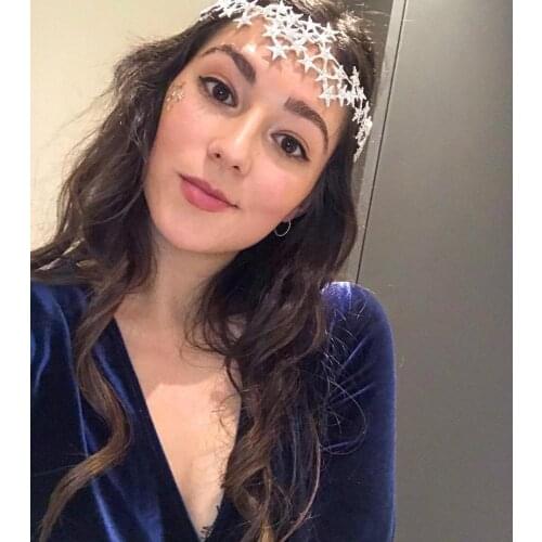 Fashion Silver Color Metal Star Hair Band Ladies Sweet Wedding Girl Show Headdress Elegant Women Hair Band Headdress Jewelry