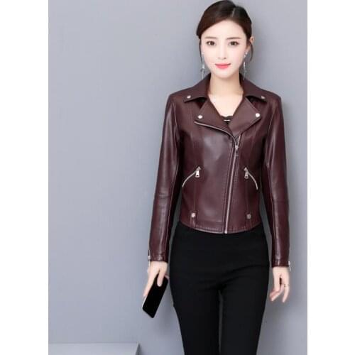 Plus Size Motorcycle Leather Jacket Women Coats 2021 New Female Leather Clothing Short Slim Black Leather Coat Women Jackets