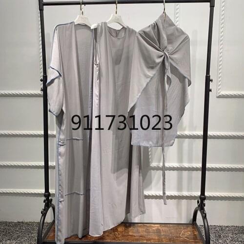 Muslim Pakistan India suit dress long sleeve ethnic halal robe new loose Islamic Moroccan plain prayer clothes three-piece suit