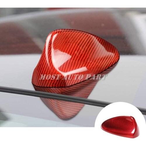 Real Carbon Fiber Exterior Car Roof Shark Fin Antenna Cover Trim For Alfa Romeo Giulia Stelvio 2017-2021 Red/Black