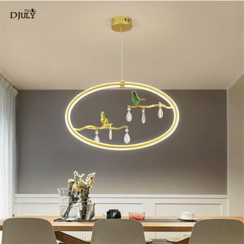 Nordic oval ring bird Tree shrew pendant lights for kitchen living room restaurant loft decor suspension luster 220V led lamp