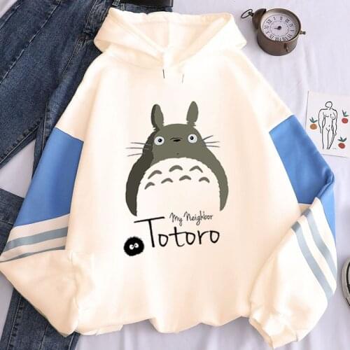 New Harajuku Streetwear Sweatshirts Totoro Printed Hoodie Tops Women Long Sleeve Fleece Hoodies Spirited Away Hoody Pullovers