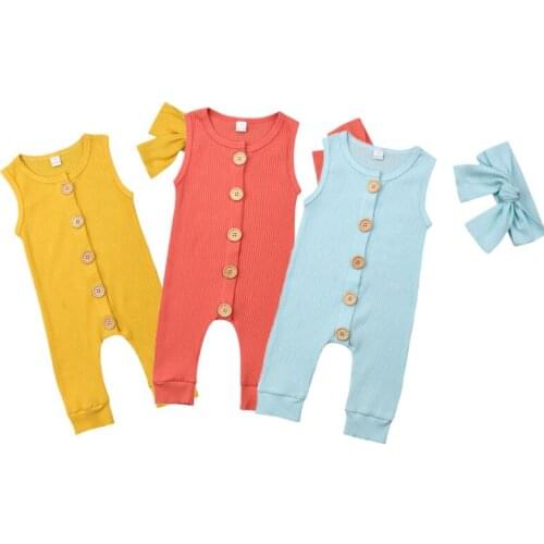 Newborn Baby Girls Boys Outfit Romper Jumpsuit Playsuit Headband Clothes Set