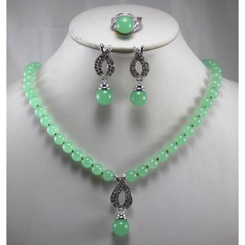 Wholesale/retail factory price Womens favorite jades Necklace earring ring(7.8.9) set 65