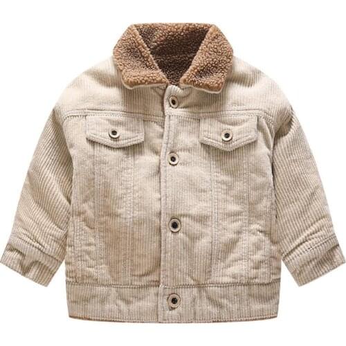 1-6Yrs Autumn Children Boys Girls Corduroy Jacket Outfits Cotton Warm Winter Baby Rabbit Plush Thick Coat Clothing