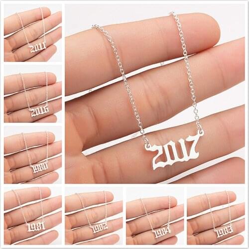 Fashion Unique Commemorating Year Number Stainless steel Necklace for Women Girls 1990 1991 1992 1993 1994 2019 Collar