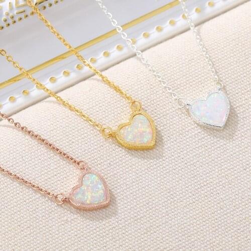 Resin Heart Necklaces For Women Girls Lover Rose Gold Silver Color Stainless Steel Chain Female Pendant Necklace Fashion Jewelry