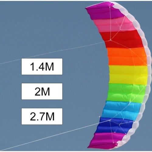Dual-Line Stunt Power Kite Inflatable Surfing Parafoil Rainbow Parachute Outdoor