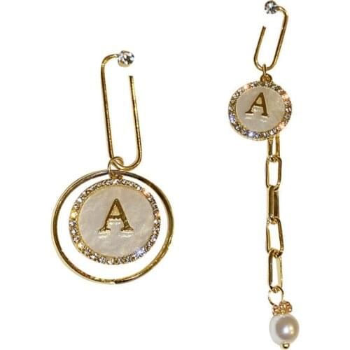 POTCET Korea 2021 Fashion New Womens Geometric Alphabet Is Not Symmetrical In Suqi Earrings Retro Earrings Jewelry Free Shipping