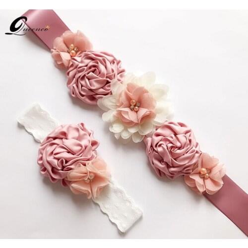 Flower Girl Dress Belt Children Pregnant Woman Wedding Dress Belt Retro Flower Bride Bridesmaid Girdle Cummerbund Waistband