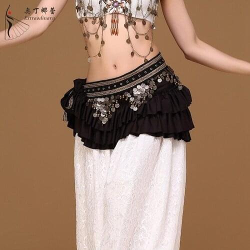 New Arrival 2017 Belly Dance Waist Belt Sexy coin dance Belt Hip Scarf Belly Dancing tribal Belt 3 colors high quality