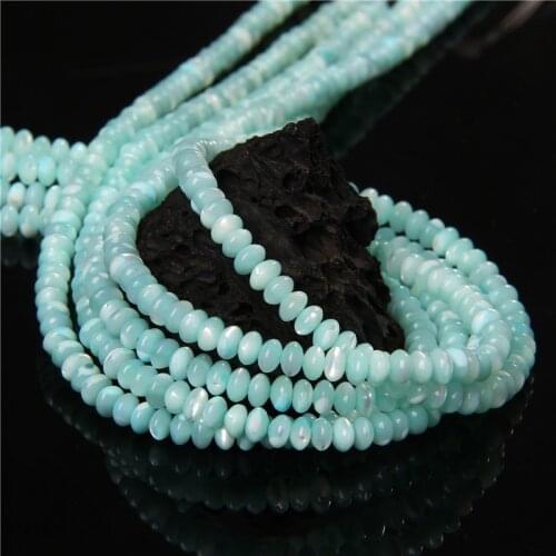 Blue Natural Shell Abacus Beads Rondelle Mother of Pearl Shell Loose Beads for Jewelry Making DIY Accessories Necklace15" 3x5mm