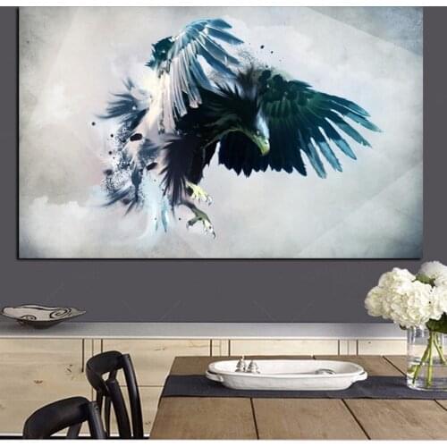 Modern Abstract Watercolor Brid Eagle Landscape Oil Painting Print on Canvas Pop Art Animal Poster Wall Picture for Living Room