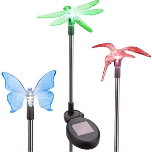 3PCS Solar Led Light Outdoor Solar Power Light Butterfly Dragonfly Bird Outdoor Garden Lawn Pathway Landscape Decoration Lamp