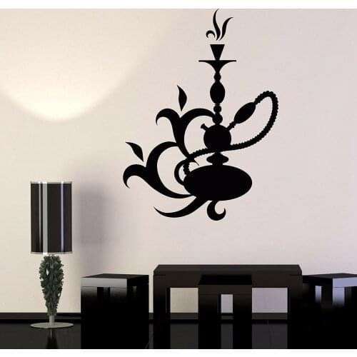 Vinyl Wall Decal Hookah Lounge Arabic Smoke Bar Shisha Wall Stickers Home Living Room Decoration Removable Art Wall Decor C596