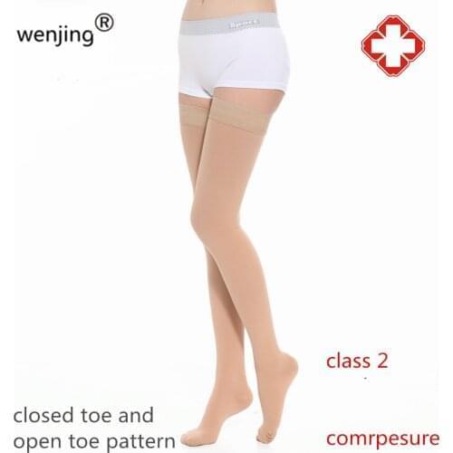WJ922 Women medical Varices compression sox class 2 30 mmHG MIDDLE pressure Thigh High TUBE SOCK