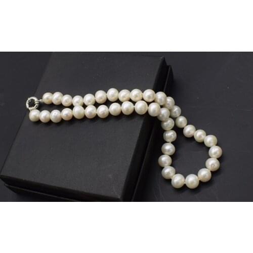 Freshwater pearl white pearl near round 11-12mm necklace 18inch FPPJ wholesale beads nature gift