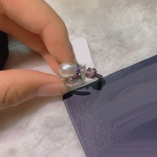 Brand 1:1Copper Ring Fashion Fancy Zircon White Natural Freshwater Pearls Open Ring Women Baroque Fine Brand Jewelry