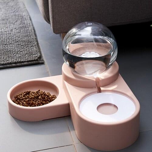 1.8L Water Pet Water Dispenser Dogs Cats Double Bowls Food Water Feeder Container Dispenser For Dogs Cats Drinking Pet Products