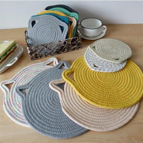 1Set Round Cotton Table Insulation Pad Solid Placemats Non Slip Table Mat Kitchen Accessories Decoration Home Pad Coaster