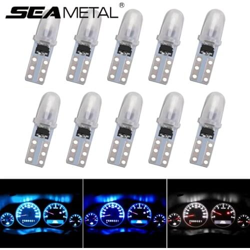 10pcs T5 W1.2W W3W Led Bulb Canbus Car Interior Lights 3014 Chip LED Indicator Wedge Car Dashboard Gauge Lamps Warming LED Wedge