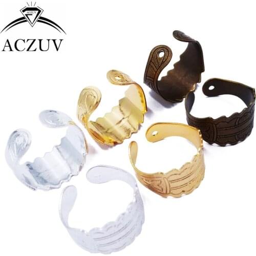 100Pcs Antique folk-custom Copper Metal Bezel Ring Base Adjustable Ring Blanks Findings JZT005